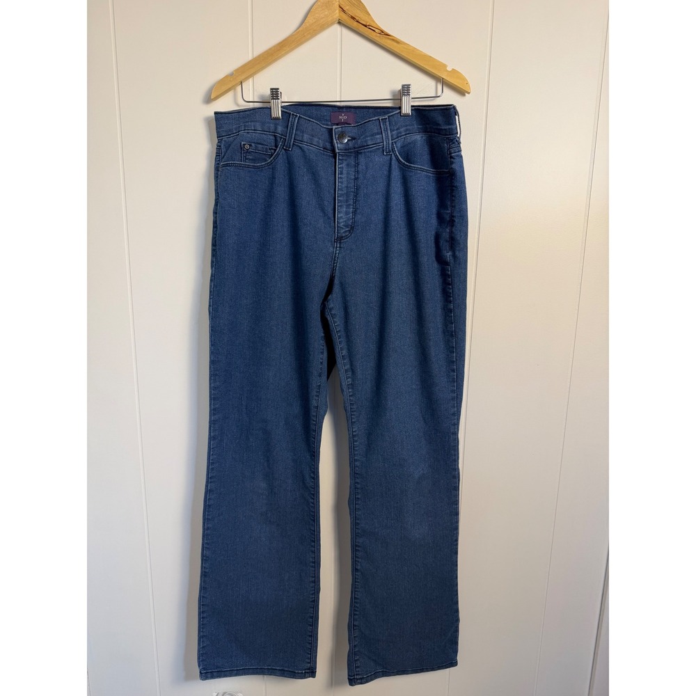 NYDJ Straight Leg Jeans 14‎ Blue Stretch Denim Lift Tuck Technology Mid Rise